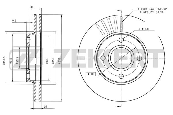 Диск тормозной Zekkert BS5222