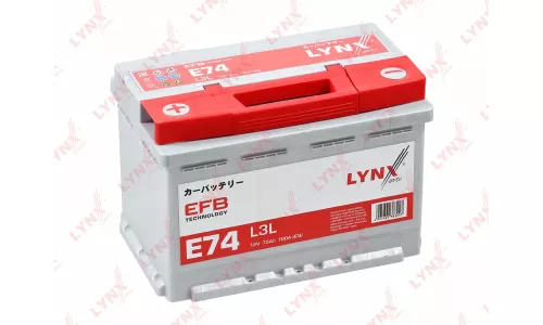 Аккумулятор 6 СТ-75 LUNXavto п.п.EFB L3L ток 700 (усил.плюс.клеммы)