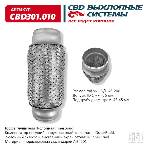 Гофра 45х200мм Innerbraid CBD CBD301010