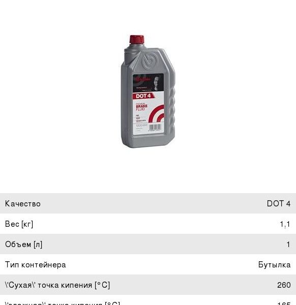 Жидкость ториозная DOT 4 1л Brembo L04010