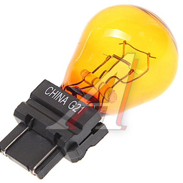 Лампа 12/P27/7W OSRAM пласт.цок 2х конт. желтая