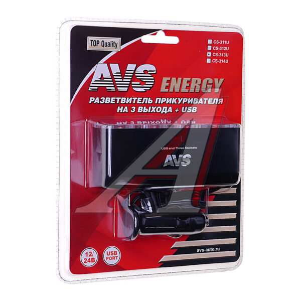 Разветвитель 3-гнезда + USB AVS 43266
