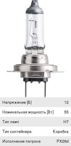 Лампа H7 12V 55W «Philips» Vision Plus +50% света к-т 12972VPS2