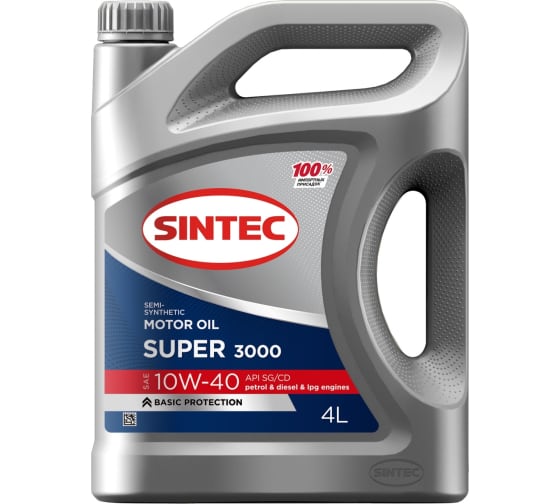 Масло Sintec Супер 3000 10W40 4л SG/CD п/синт QR