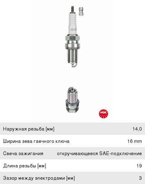 Свеча зажигания NGK № 32 6345 к-т