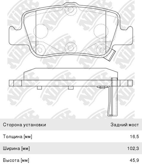 Колодки тормозные дисковые NIBK PN1835