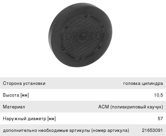 Заглушка оси коромысла Corteco 21653092