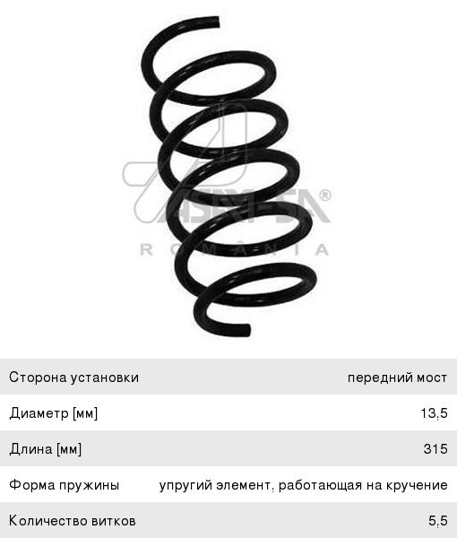 Пружина передняя ASAM Renault Logan, Largus