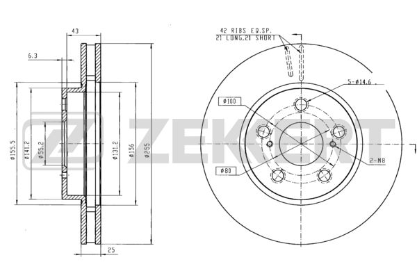 Диск тормозной Zekkert BS5146