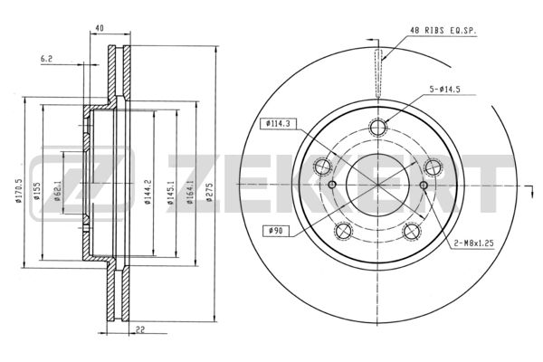 Диск тормозной Zekkert BS5333