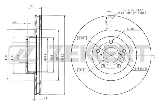 Диск тормозной Zekkert BS5182