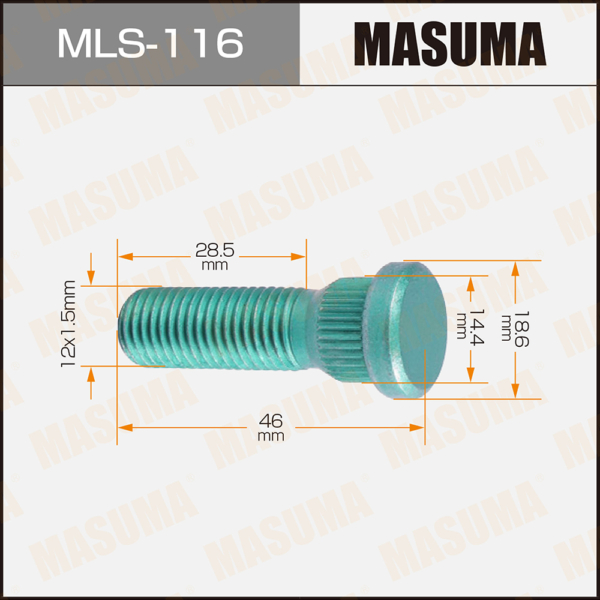 Шпилька колеса M12x1.5 L=45 Masuma MLS116