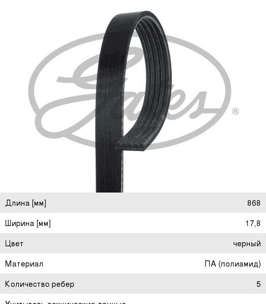 Ремень 5PK868 GATES