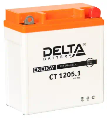 Аккумулятор Мото 12 В 5 А/ч о.п. Delta AGM ток 65 120x61x129