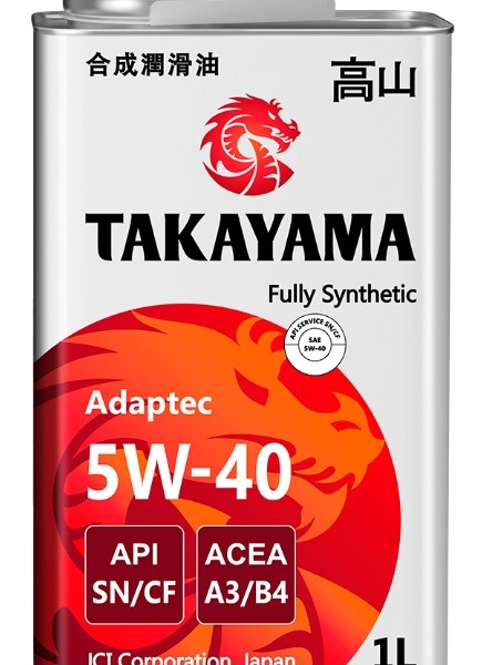 Масло моторное Takayama 5W-40 Adaptec API SN/CF, ACEA A3/B4 синтетическое 1л металл / 5W40