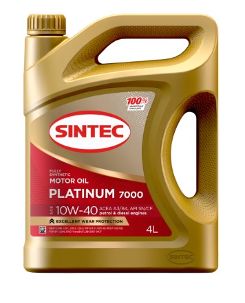 Масло моторное Sintec 10W-40 Platinum 7000 A3/B4 SN синтетическое 4л / 10W40
