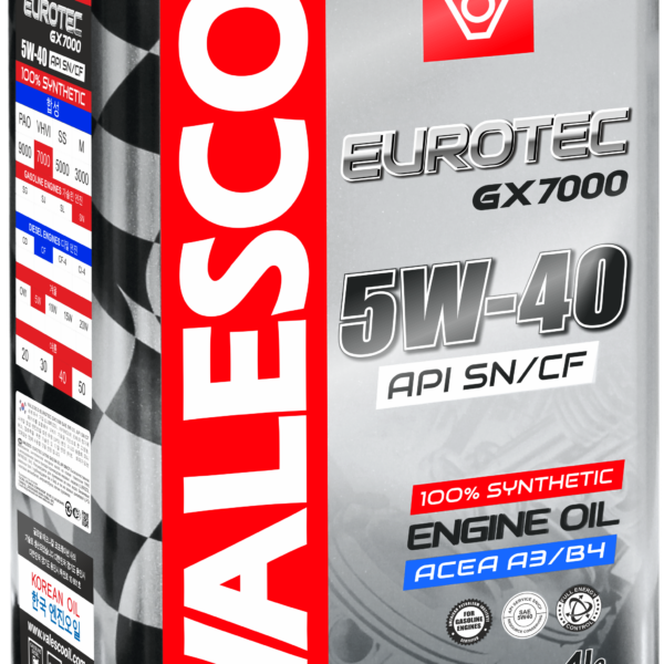Масло моторное VALESCO EUROTEC GX 7000 5W-40 API SN/CF синтетическое 4л BMW Longlife-01 MB/VW 502 00/505 00 ACEA A3/B4 API SN / 5W40