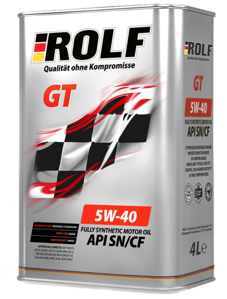 Масло моторное Rolf GT 5W-40 SN/CF синтетическое 4л / 5W40