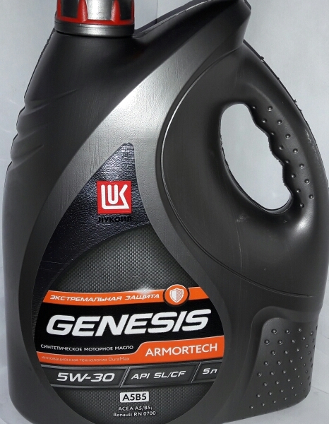 Масло моторное Лукойл Genesis Armortech FD 5W-30 SL/CF А5 В5 синтетическое 4л / 5W30