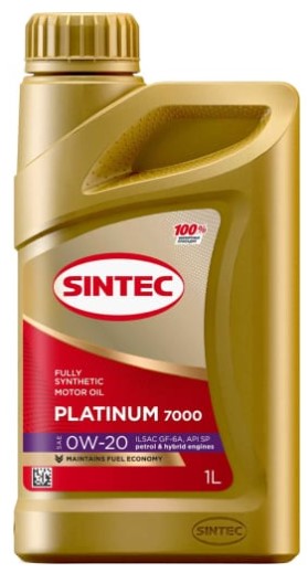 Масло моторное Sintec 0W-20 Platinum 7000 API SP, ILSAC GF-6 синтетическое 1л / 0W20
