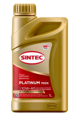 Масло моторное Sintec 10W-40 Platinum 7000 A3/B4 SN синтетическое 1л / 10W40