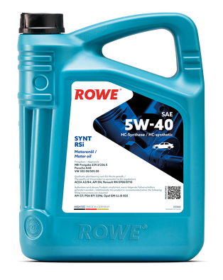 Масло моторное ROWE HIGHTEC SYNT RSi 5W-40 MB-229.3/226.5, Porsche A40, VW 502 00/505 00, A3/B4, SN/CF,RN 0700/0710,PSA B71 2296 синтетическое 4л / 5W40