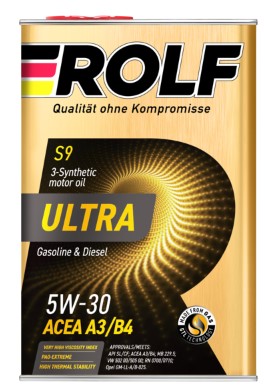 Масло моторное Rolf Ultra 5W-30 SL/CF ACEA A3/B4 синтетическое (металл) 4л / 5W30