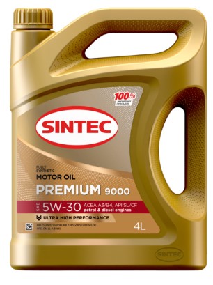 Масло моторное Sintec 5W-30 Premium 9000 A3/B4 SL/CF синтетическое 4л / 5W30