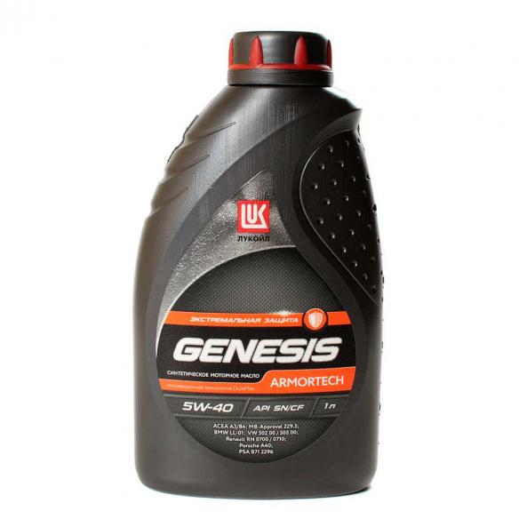 Масло моторное Лукойл Genesis Armortech 5W-40 SN/CF синтетическое 1л / 5W40