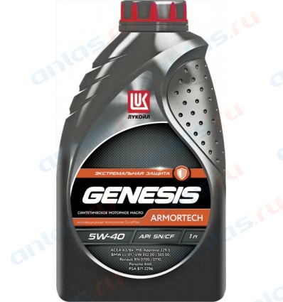 Масло моторное Лукойл Genesis Armortech 5W-40 SN/CF синтетическое 4л / 5W40
