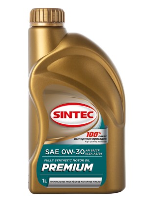 Масло моторное Sintec 0W-30 премиум API SP/CF, ACEA A3/B4 синтетическое 1л / 0W30