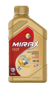 Масло моторное Mirax MX9 5W-40 API SP, A3/B4, VW 502.00/505.00, 229.3/229.5,BMW LL-01 синтетическое 1л / 5W40