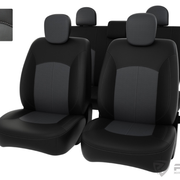 Чехлы Renault Duster 10-15 экокожа пакет безопасности черно-серые Оригинал