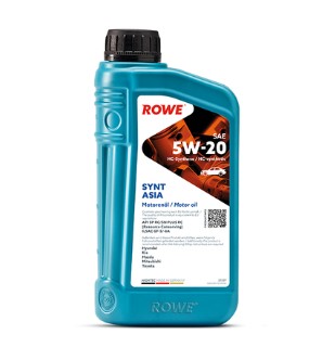 Масло моторное ROWE HIGHTEC SYNT ASIA SAE 5W-20 SP RC/SN PLUS, ILSAC GF-5/-6A Hyundai, Mazda, Kia, Mitsubishi, Toyota синтетическое 1л / 5W20