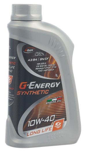 Масло моторное G-Energy 10W-40 Synthetic Long Life CF|SN синтетическое 1л / 10W40