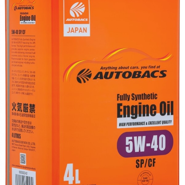 Масло моторное AUTOBACS Fully Synthetic Engine Oil 5W-40 SP/CF синтетическое 4л / 5W40