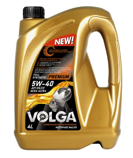 Масло моторное Волга-Ойл 5W-40 Premium A3/B4, SN/CF синтетика 4л / 5W40