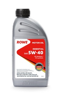 Масло моторное ROWE ESSENTIAL 5W-40 A3/B4,SN/CF,MB 229.3,VW 502 00/505 00,RN0700/RN0710,PSA B71 2296 синтетическое 1л / 5W40