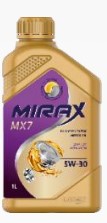 Масло моторное Mirax MX7 5W-30 API SL/CF, ACEA A3/B4, VW 502.00/505.00; MB 229.3; 229.5, RN 0700/0710 синтетическое 1л / 5W30