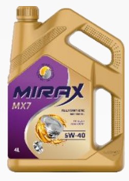 Масло моторное Mirax MX7 5W-40 API SL/CF, ACEA A3/B4, VW 502.00/505.00; MB 229.3; GM-LL-A синтетическое 4л / 5W40