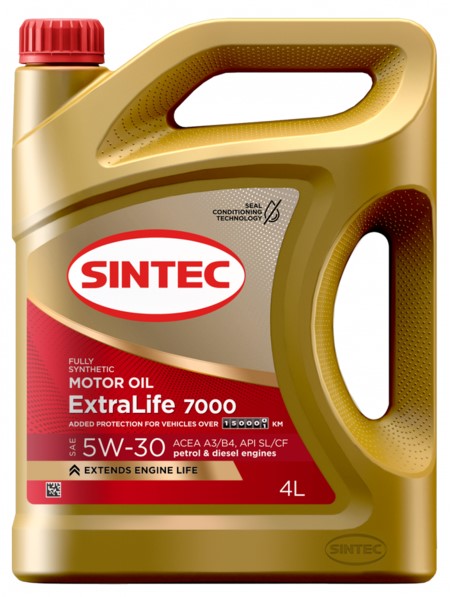 Масло моторное Sintec 5W-30 ExtraLife 7000 A3/B4 SL/CF синтетическое 4л / 5W30