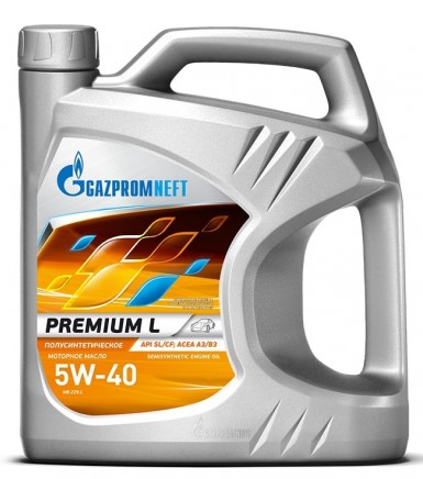 Масло моторное Gazpromneft 5W-40 Premium L CF|SL полусинтетическое 4л / 5W40
