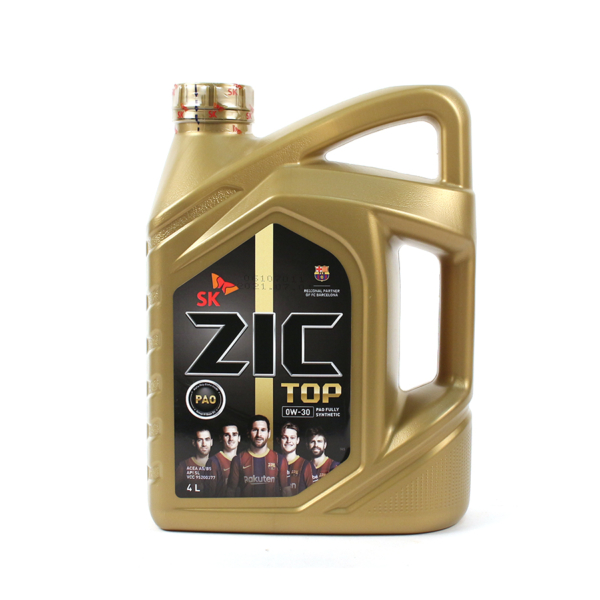 Масло моторное ZIC 0W-30 TOP API SL ACEA A5/B5 синтетическое 4л / 0W30