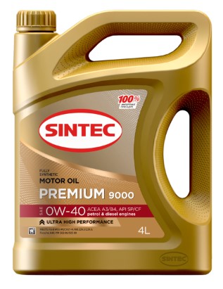 Масло моторное Sintec 0W-40 Premium 9000 A3/B4 SP/CF синтетическое 4л / 0W40