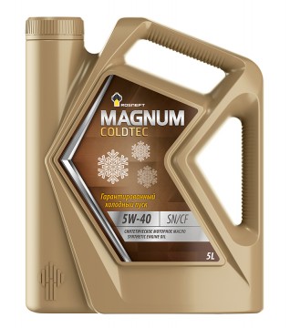 Масло моторное РосНефть 5W-40 Magnum Coldtec SN/CF синтетическое 5л / 5W40