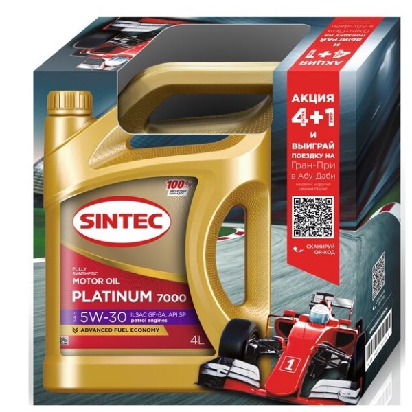 Масло моторное Sintec 5W-30 Platinum 7000 GF- 6A синтетическое 4л АКЦИЯ 4 +1 / 5W30