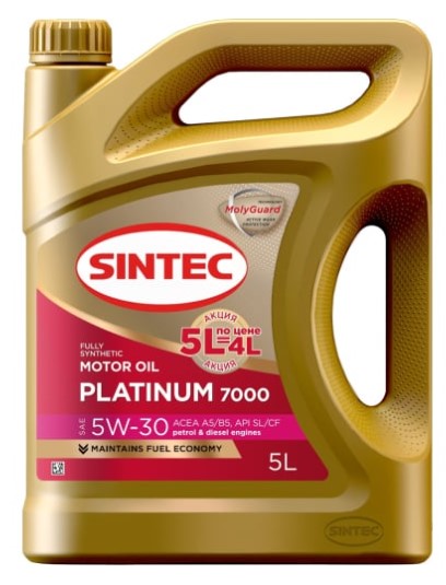 Масло моторное Sintec 5W-30 Platinum 7000 ACEA A5/B5, SL/CF синтетическое 5л Акция 5л по цене 4л / 5W30