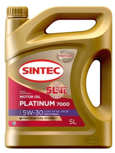 Масло моторное Sintec 5W-30 Platinum 7000 GF- 6A SP синтетическое 5л Акция 5л по цене 4л / 5W30