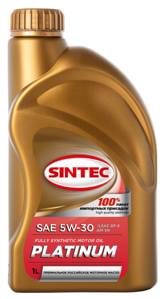 Масло моторное Sintec 5W-30 платинум ILSAC GF-5, API SN синтетическое 1л / 5W30