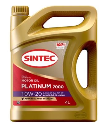 Масло моторное Sintec 0W-20 Platinum 7000 API SP, GF- 6A синтетическое 4л / 0W20
